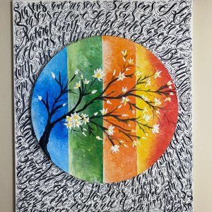 Original | Unique | Calligraphy Acrylic Canvas - Season Wheel
